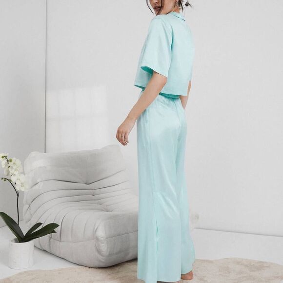 lunya washable silk high rise pant set light blue XS - Picture 2 of 10